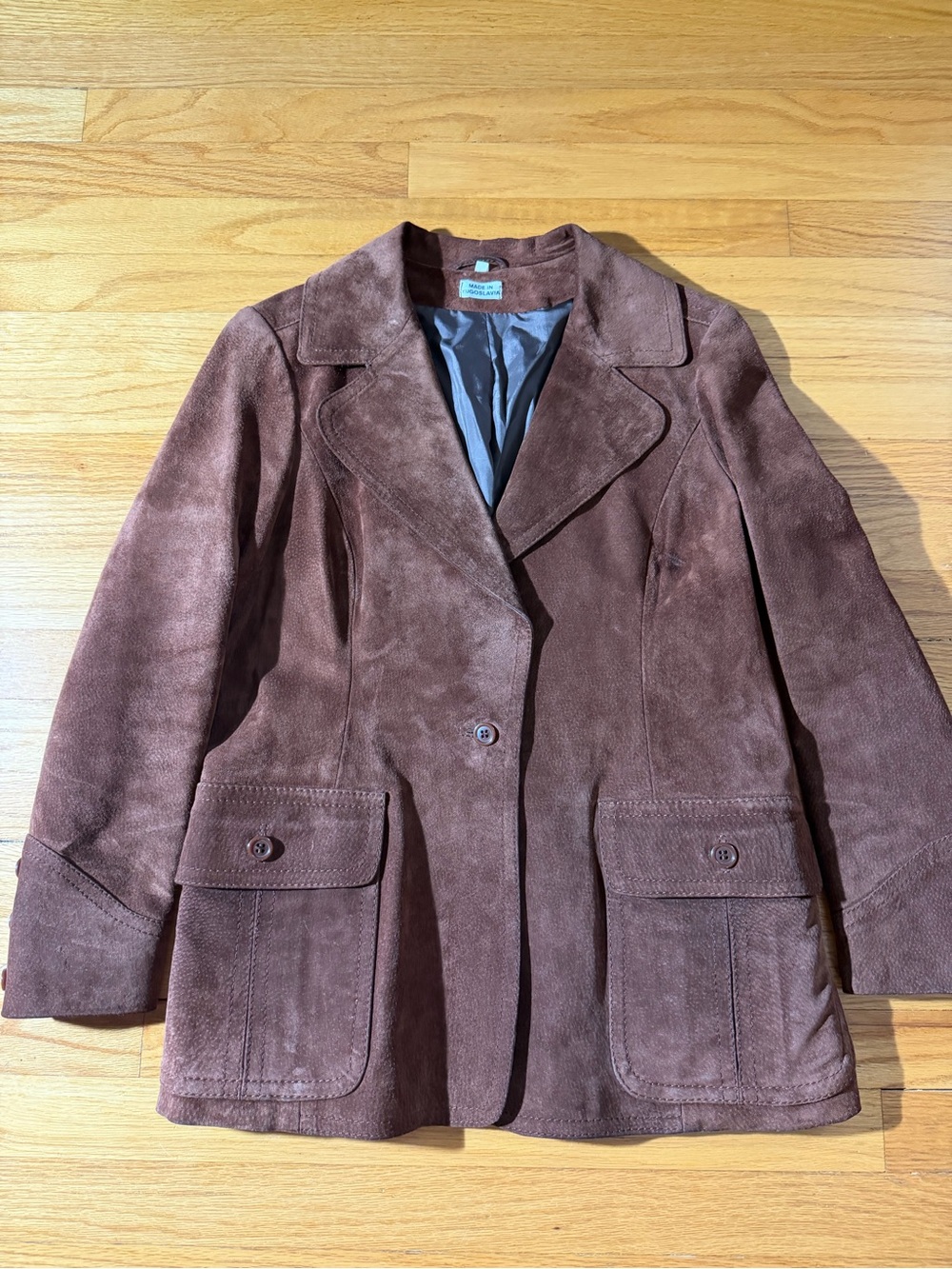 Vintage 1970s Francine by Jerry Feder Brown Suede Leather Blazer Jacket 70s Boho